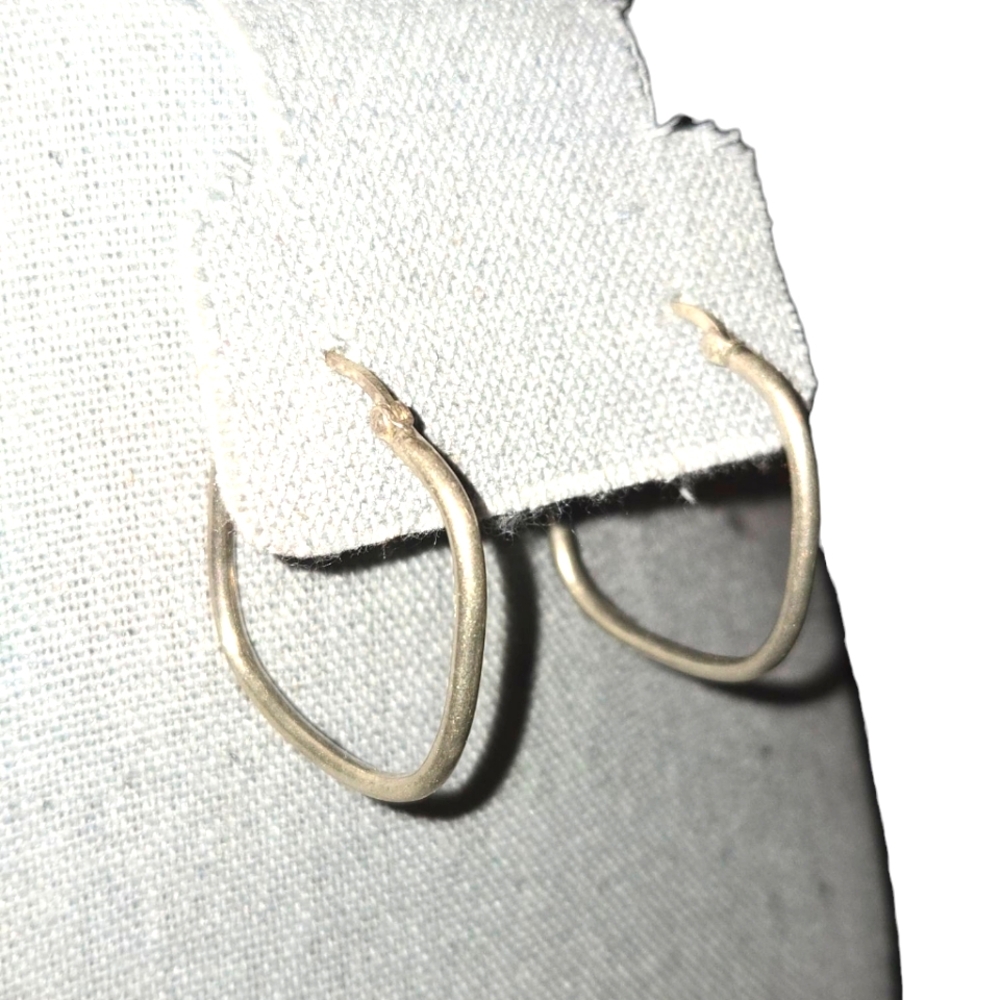 Sterling Silver 925 Marked Squared Hoop Hinged‎ Back Earrings 1.125"X1.125" - Picture 4 of 6